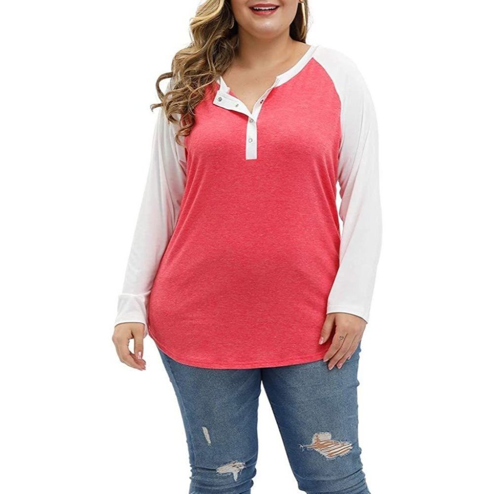 Gboomo Plus Size Tops for Women Long Sleeve Henley